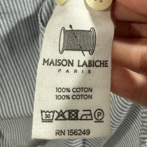 MAISON LABICHE Paris Women’s Blue Striped Button Down Shirt Size Small - Picture 6 of 10
